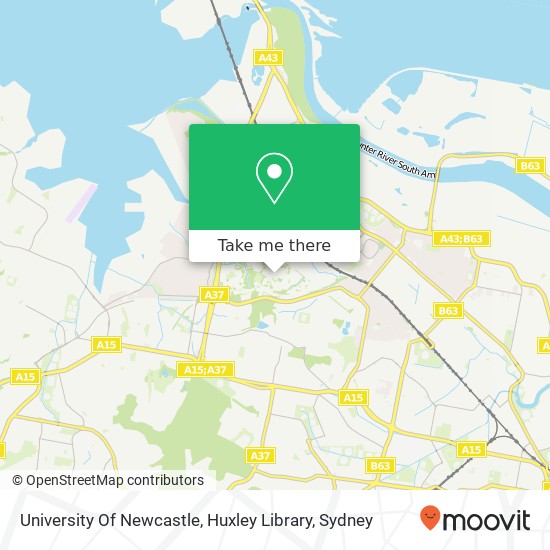 Mapa University Of Newcastle, Huxley Library