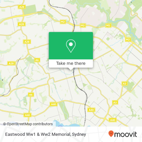Mapa Eastwood Ww1 & Ww2 Memorial