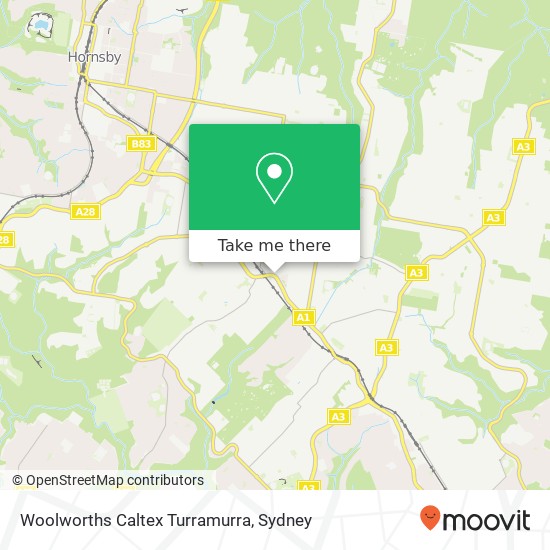 Mapa Woolworths Caltex Turramurra