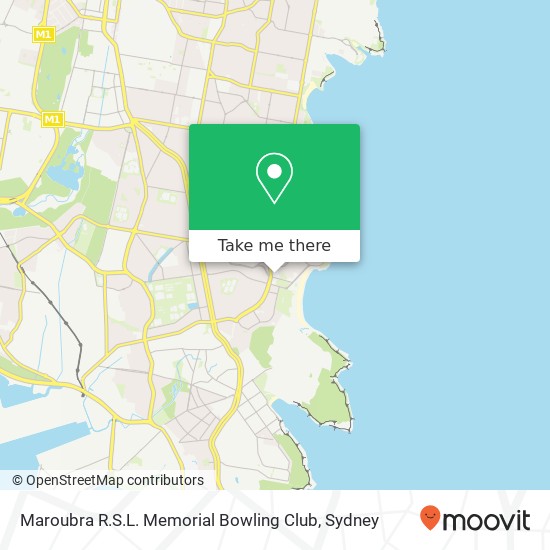 Mapa Maroubra R.S.L. Memorial Bowling Club