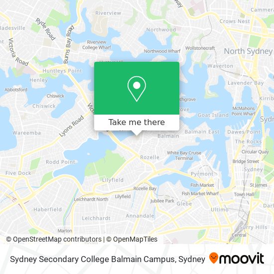 Mapa Sydney Secondary College Balmain Campus