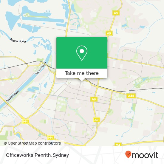 Officeworks Penrith map