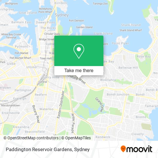 Paddington Reservoir Gardens map