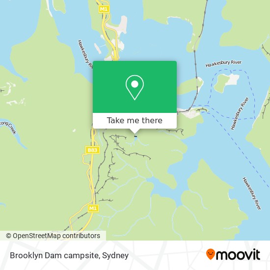 Mapa Brooklyn Dam campsite