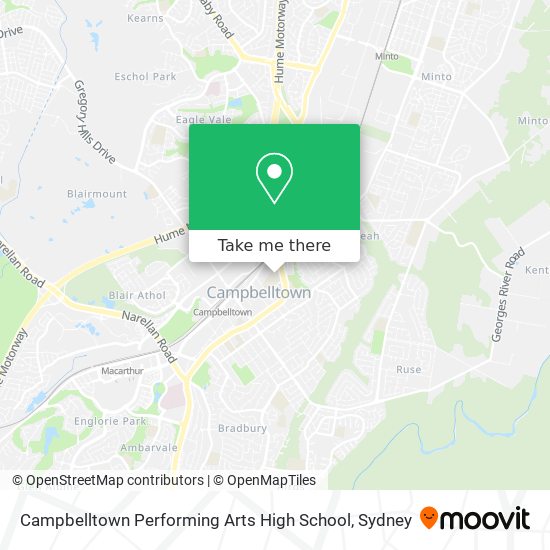 Mapa Campbelltown Performing Arts High School