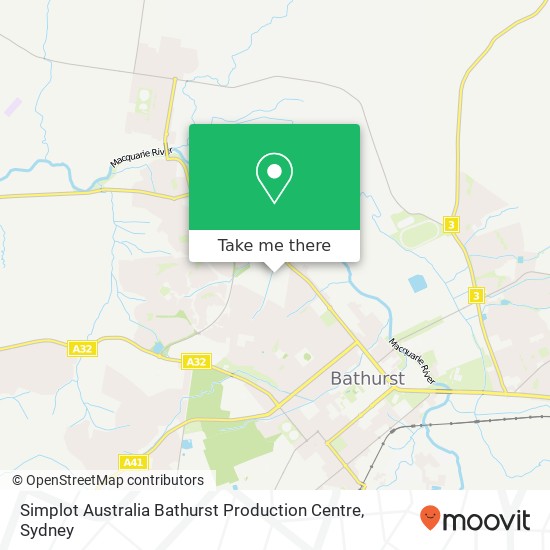 Simplot Australia Bathurst Production Centre map