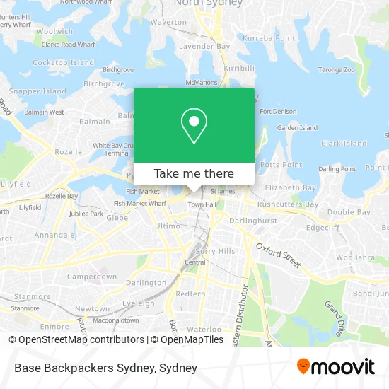 Mapa Base Backpackers Sydney