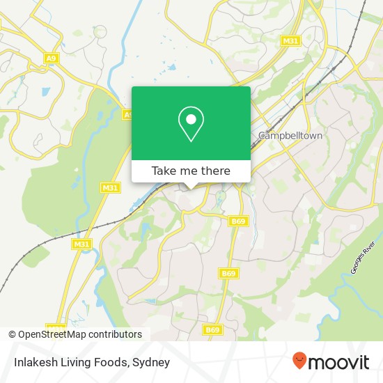 Mapa Inlakesh Living Foods, Campbelltown NSW 2560