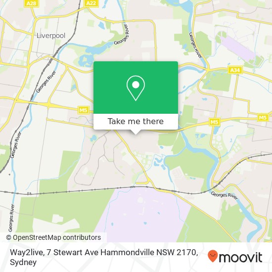 Mapa Way2live, 7 Stewart Ave Hammondville NSW 2170