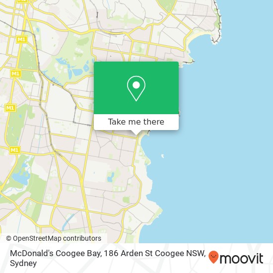 McDonald's Coogee Bay, 186 Arden St Coogee NSW map