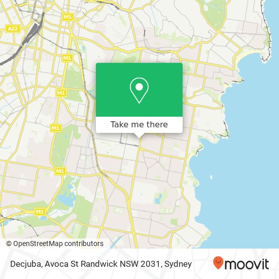 Mapa Decjuba, Avoca St Randwick NSW 2031