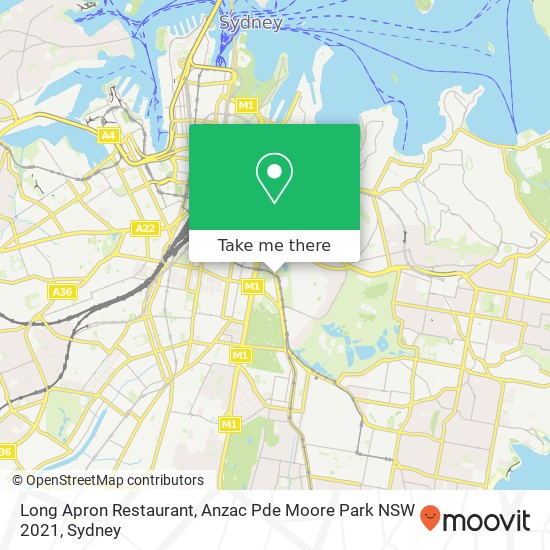 Long Apron Restaurant, Anzac Pde Moore Park NSW 2021 map