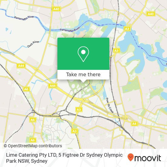 Lime Catering Pty LTD, 5 Figtree Dr Sydney Olympic Park NSW map