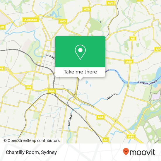 Mapa Chantilly Room, Rosehill NSW 2142