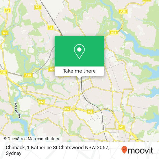 Mapa Chimack, 1 Katherine St Chatswood NSW 2067