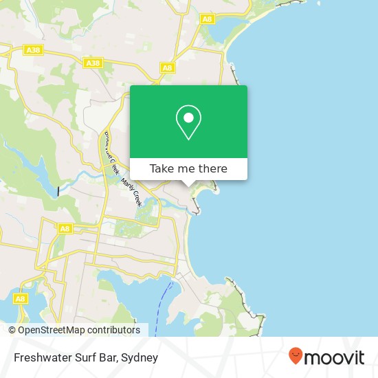 Mapa Freshwater Surf Bar, 37 Moore Rd Freshwater NSW 2096