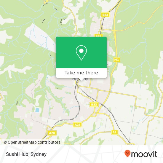Mapa Sushi Hub, Hunter St Hornsby NSW 2077