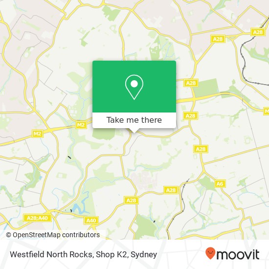 Mapa Westfield North Rocks, Shop K2