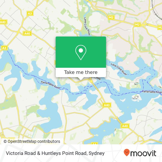 Mapa Victoria Road & Huntleys Point Road