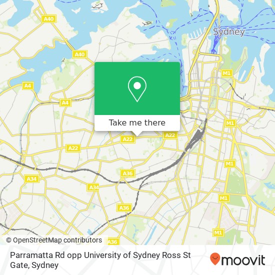 Mapa Parramatta Rd opp University of Sydney Ross St Gate