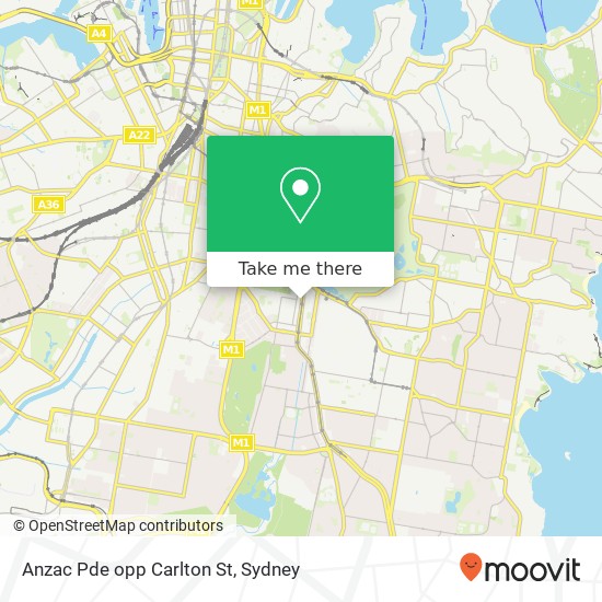 Mapa Anzac Pde opp Carlton St