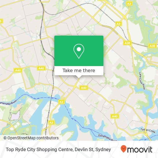 Top Ryde City Shopping Centre, Devlin St map