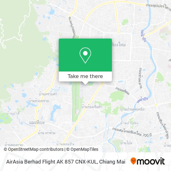 AirAsia Berhad Flight AK 857 CNX-KUL map