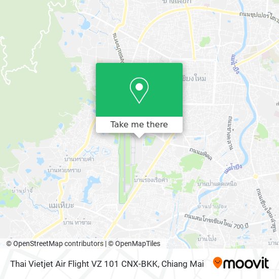 Thai Vietjet Air Flight VZ 101 CNX-BKK map