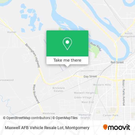 Maxwell AFB Vehicle Resale Lot map