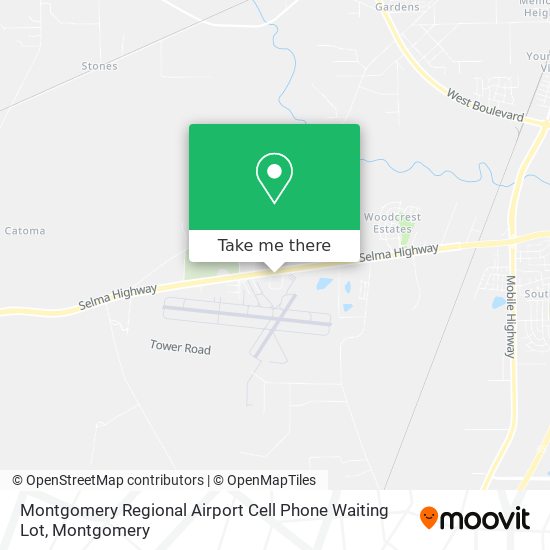 Montgomery Regional Airport Cell Phone Waiting Lot map