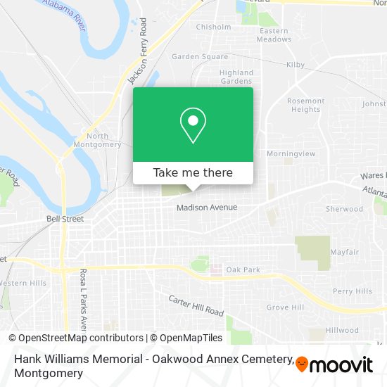 Mapa de Hank Williams Memorial - Oakwood Annex Cemetery