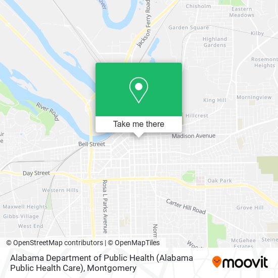 Mapa de Alabama Department of Public Health (Alabama Public Health Care)