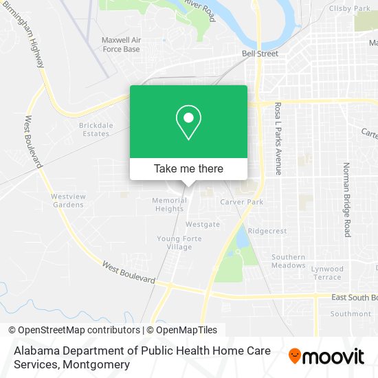 Alabama Department of Public Health Home Care Services map