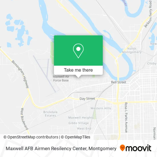 Maxwell AFB Airmen Resilency Center map