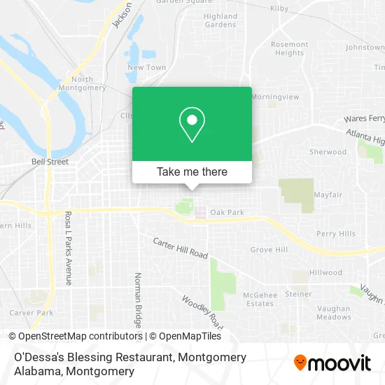 Mapa de O'Dessa's Blessing Restaurant, Montgomery Alabama