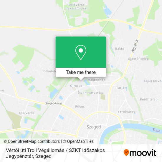 Vértói úti Troli Végállomás / SZKT Időszakos Jegypénztár map