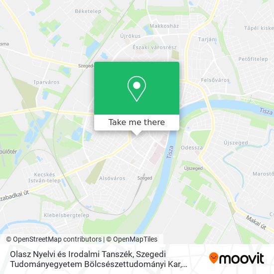 Olasz Nyelvi és Irodalmi Tanszék, Szegedi Tudományegyetem Bölcsészettudományi Kar map