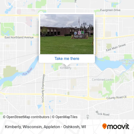 Mapa de Kimberly, Wisconsin