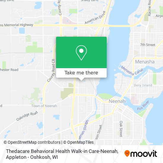 Thedacare Behavioral Health Walk-in Care-Neenah map