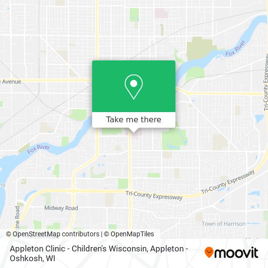 Appleton Clinic - Children's Wisconsin map