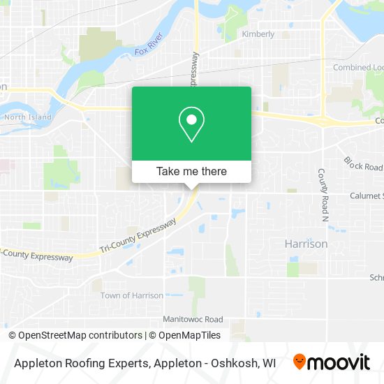 Appleton Roofing Experts map