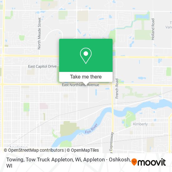 Mapa de Towing, Tow Truck Appleton, Wi