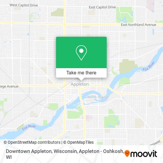 Downtown Appleton, Wisconsin map