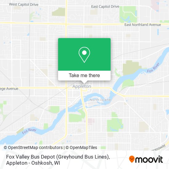 Mapa de Fox Valley Bus Depot (Greyhound Bus Lines)