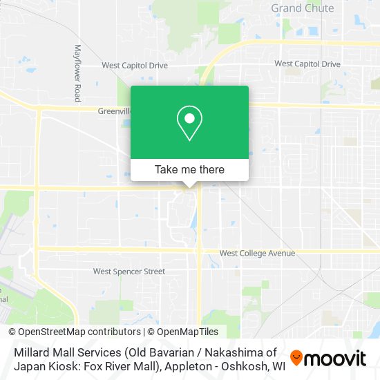 Mapa de Millard Mall Services (Old Bavarian / Nakashima of Japan Kiosk: Fox River Mall)