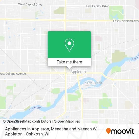 Appliances in Appleton, Menasha and Neenah Wi map