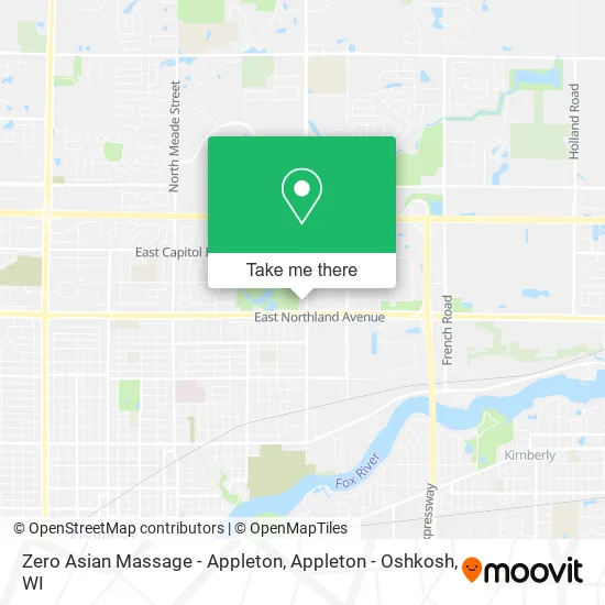 Zero Asian Massage - Appleton map