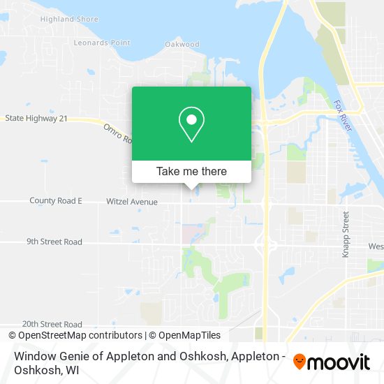 Window Genie of Appleton and Oshkosh map