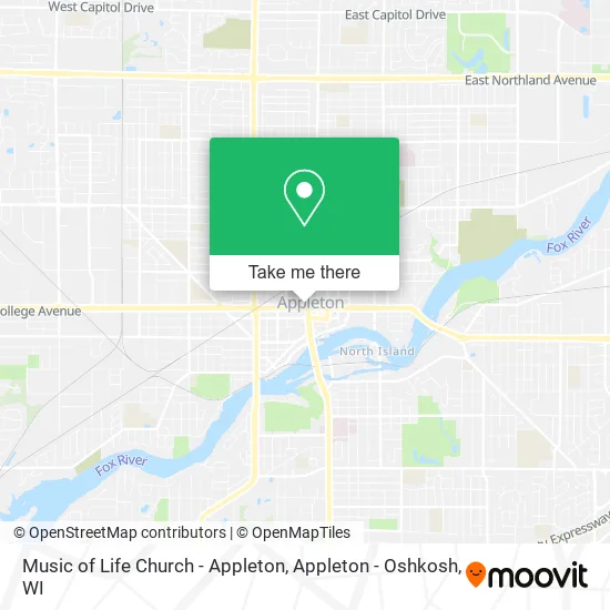 Mapa de Music of Life Church - Appleton