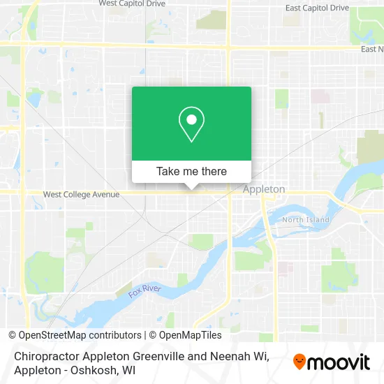 Mapa de Chiropractor Appleton Greenville and Neenah Wi